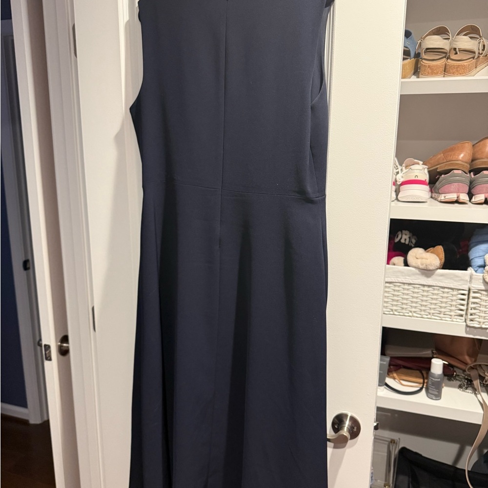 Lela Rose Sleeveless Navy Floral Appliqué Dress - Picture 5 of 6